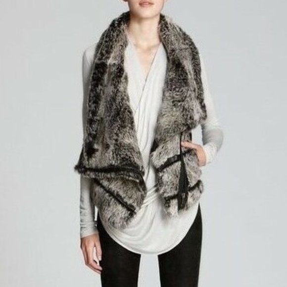 HELMUT LANG FLUX RABBIT FUR AND LEATHER VEST SIZE L